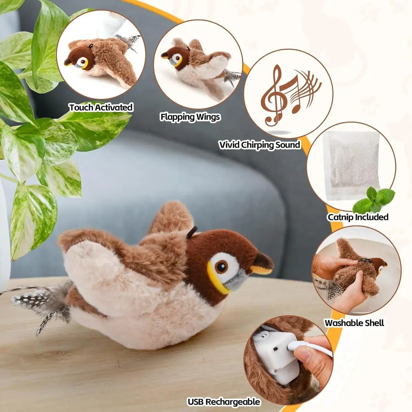 Chirping Flapping Bird For Cats